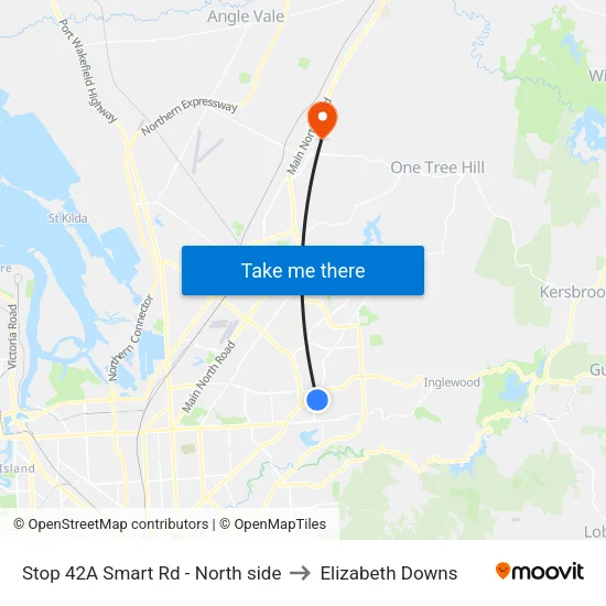 Stop 42A Smart Rd - North side to Elizabeth Downs map