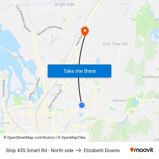 Stop 43S Smart Rd - North side to Elizabeth Downs map