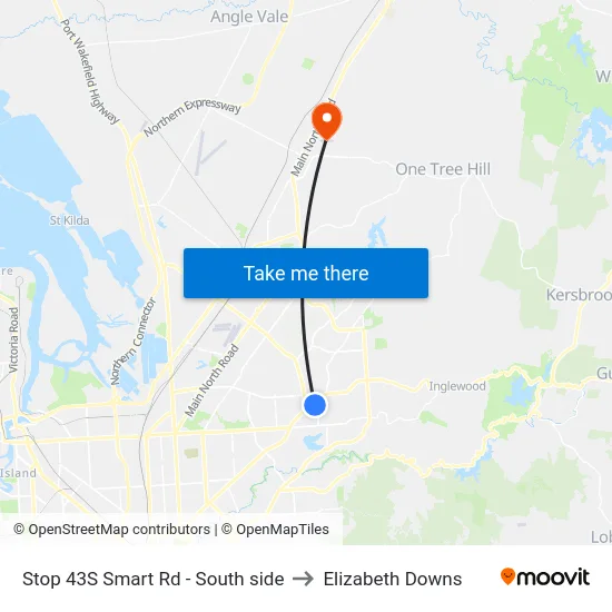 Stop 43S Smart Rd - South side to Elizabeth Downs map