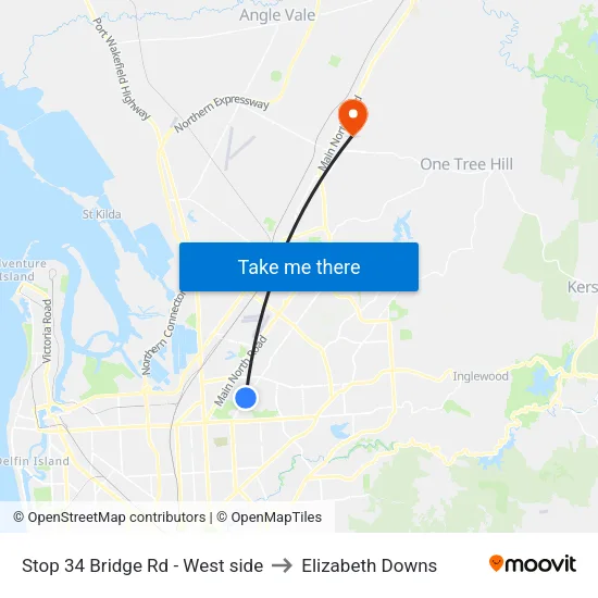 Stop 34 Bridge Rd - West side to Elizabeth Downs map