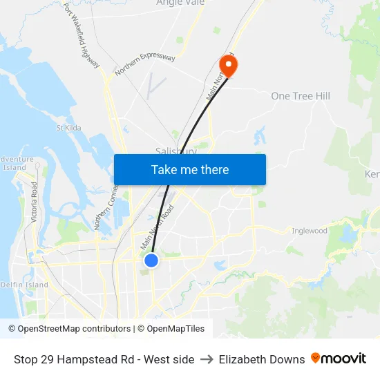 Stop 29 Hampstead Rd - West side to Elizabeth Downs map