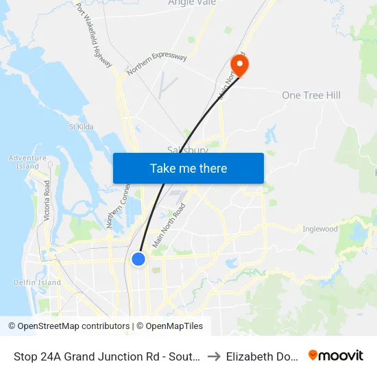 Stop 24A Grand Junction Rd - South side to Elizabeth Downs map