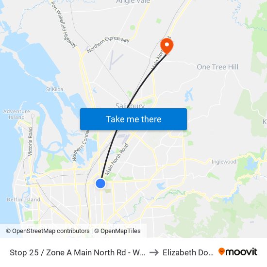 Stop 25 / Zone A Main North Rd - West side to Elizabeth Downs map