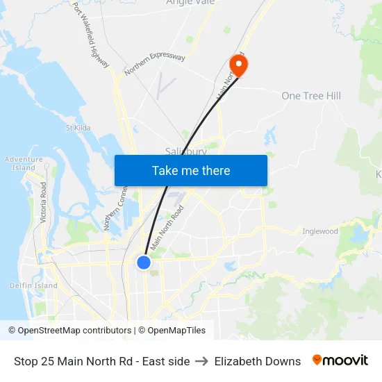 Stop 25 Main North Rd - East side to Elizabeth Downs map