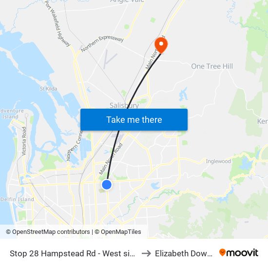 Stop 28 Hampstead Rd - West side to Elizabeth Downs map