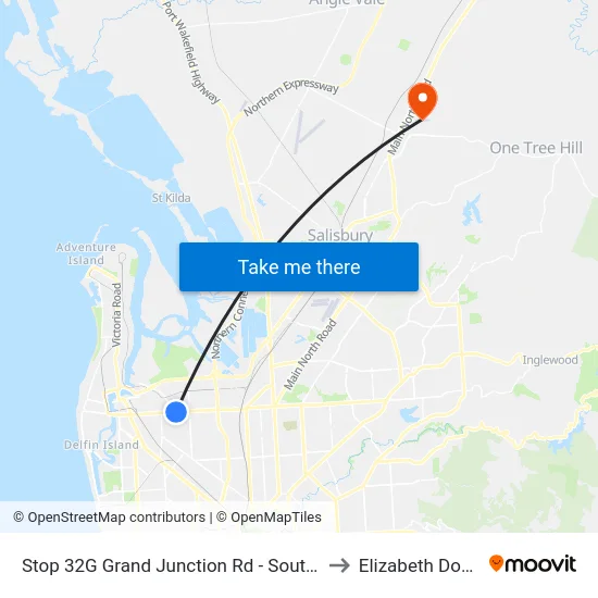 Stop 32G Grand Junction Rd - South side to Elizabeth Downs map