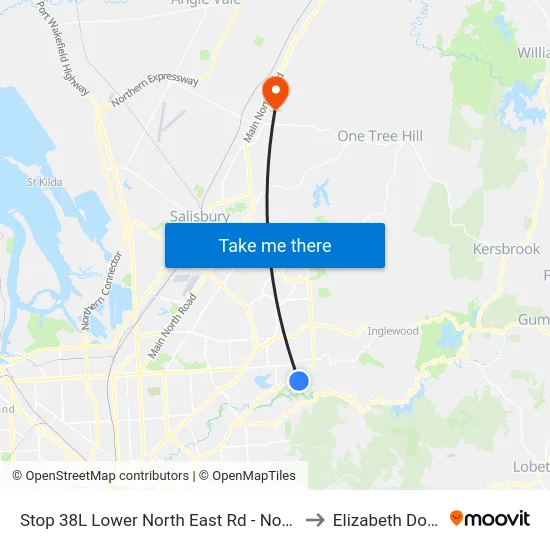 Stop 38L Lower North East Rd - North side to Elizabeth Downs map