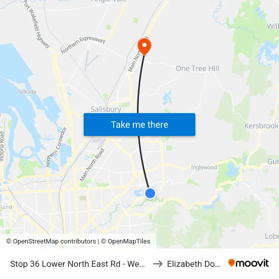 Stop 36 Lower North East Rd - West side to Elizabeth Downs map
