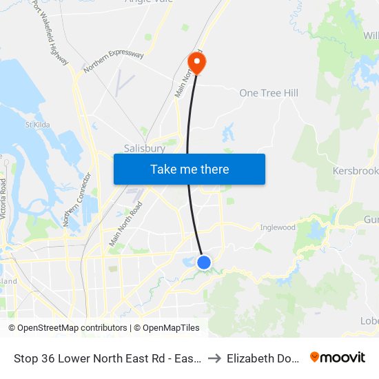 Stop 36 Lower North East Rd - East side to Elizabeth Downs map