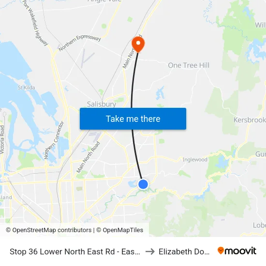 Stop 36 Lower North East Rd - East side to Elizabeth Downs map