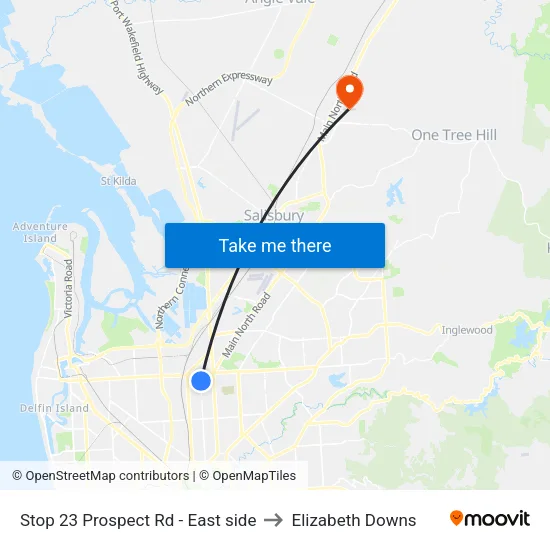 Stop 23 Prospect Rd - East side to Elizabeth Downs map