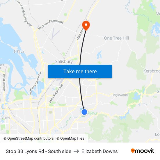 Stop 33 Lyons Rd - South side to Elizabeth Downs map
