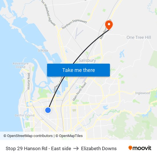 Stop 29 Hanson Rd - East side to Elizabeth Downs map