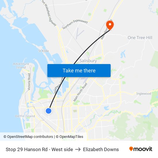 Stop 29 Hanson Rd - West side to Elizabeth Downs map