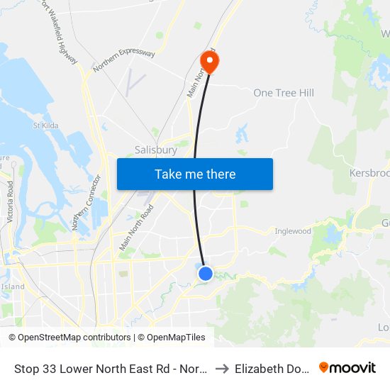 Stop 33 Lower North East Rd - North side to Elizabeth Downs map