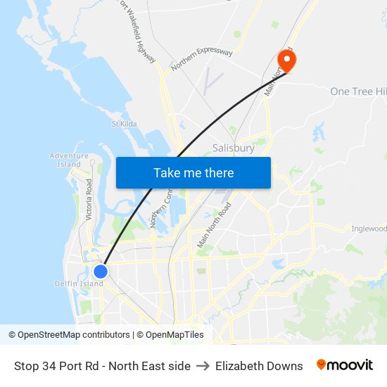 Stop 34 Port Rd - North East side to Elizabeth Downs map