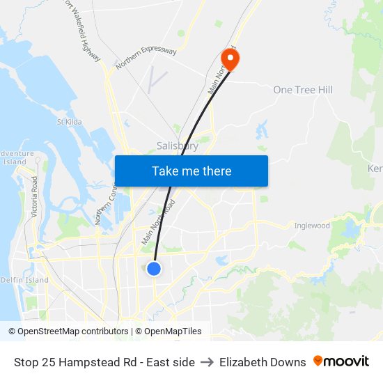 Stop 25 Hampstead Rd - East side to Elizabeth Downs map