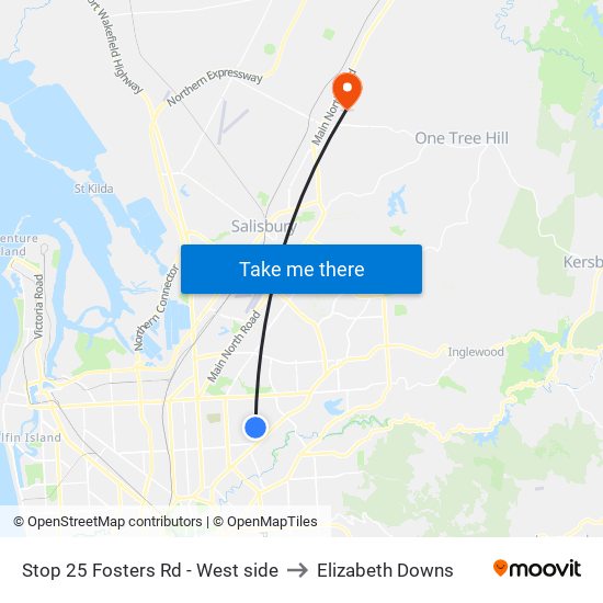 Stop 25 Fosters Rd - West side to Elizabeth Downs map