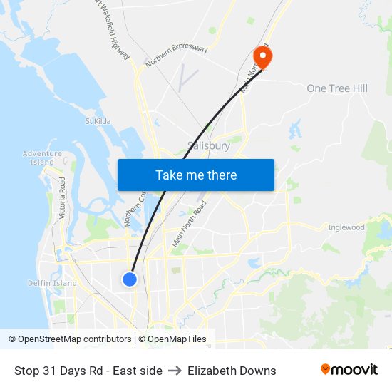 Stop 31 Days Rd - East side to Elizabeth Downs map