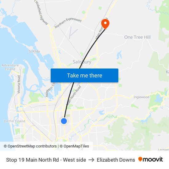 Stop 19 Main North Rd - West side to Elizabeth Downs map