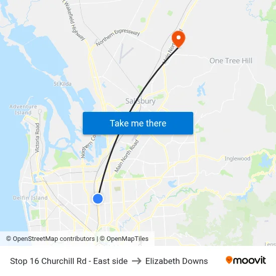 Stop 16 Churchill Rd - East side to Elizabeth Downs map