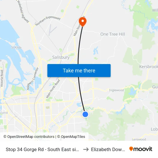 Stop 34 Gorge Rd - South East side to Elizabeth Downs map