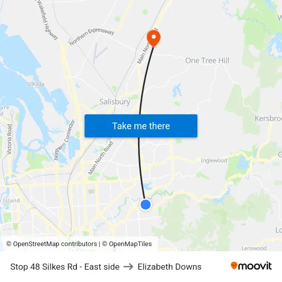 Stop 48 Silkes Rd - East side to Elizabeth Downs map
