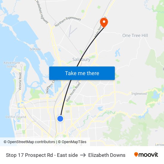 Stop 17 Prospect Rd - East side to Elizabeth Downs map