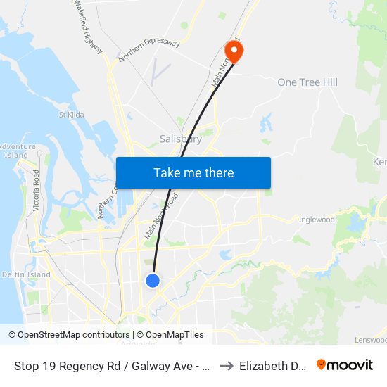 Stop 19 Regency Rd / Galway Ave - South side to Elizabeth Downs map