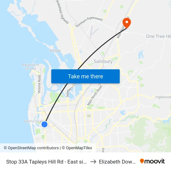 Stop 33A Tapleys Hill Rd - East side to Elizabeth Downs map