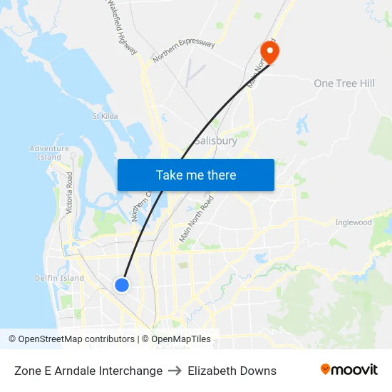 Zone E Arndale Interchange to Elizabeth Downs map