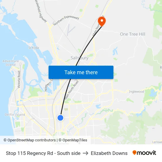 Stop 115 Regency Rd - South side to Elizabeth Downs map