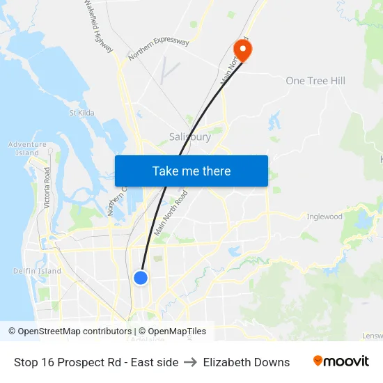 Stop 16 Prospect Rd - East side to Elizabeth Downs map