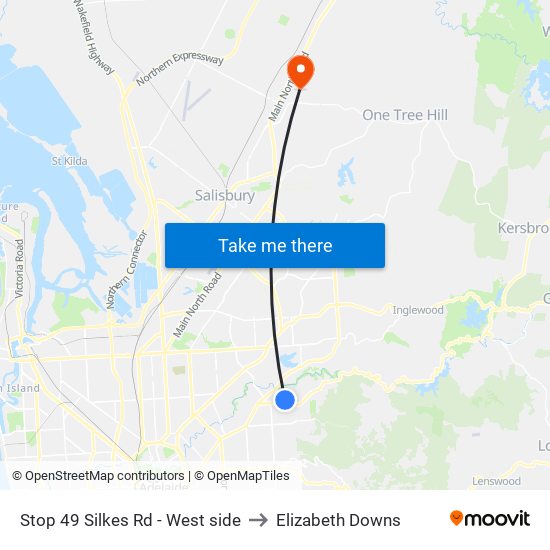 Stop 49 Silkes Rd - West side to Elizabeth Downs map