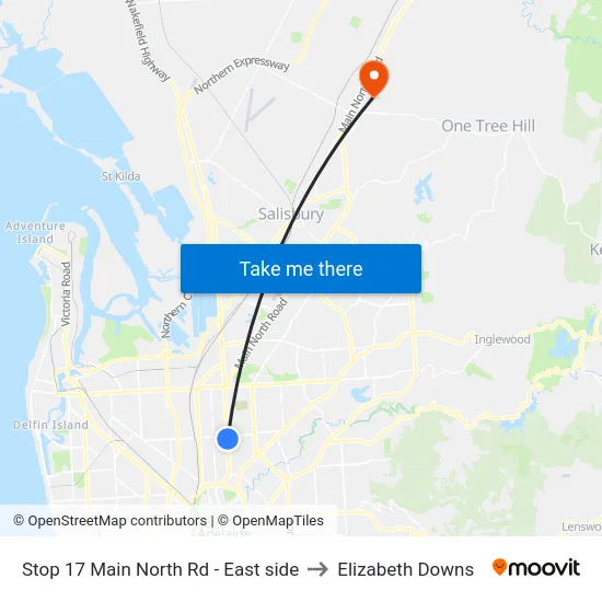 Stop 17 Main North Rd - East side to Elizabeth Downs map