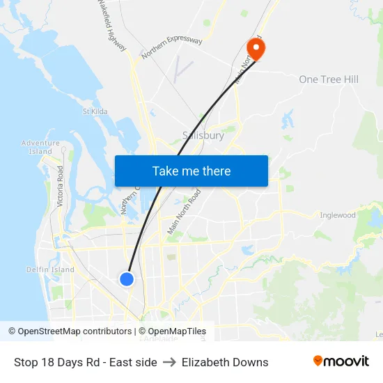 Stop 18 Days Rd - East side to Elizabeth Downs map