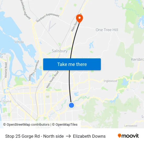 Stop 25 Gorge Rd - North side to Elizabeth Downs map