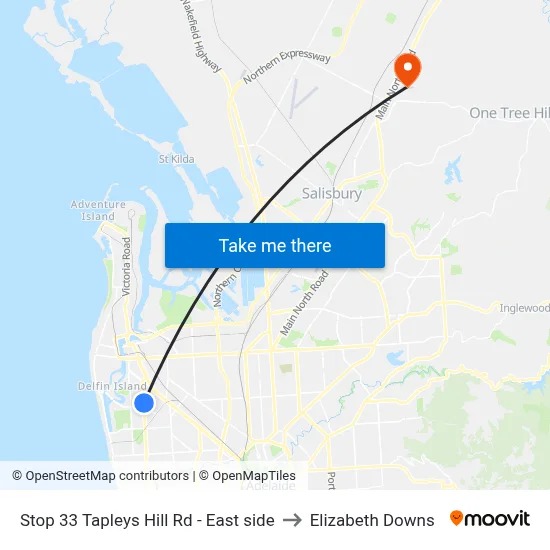 Stop 33 Tapleys Hill Rd - East side to Elizabeth Downs map