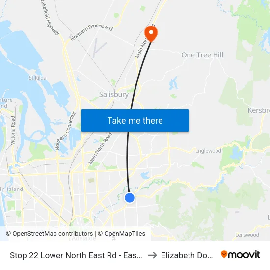 Stop 22 Lower North East Rd - East side to Elizabeth Downs map
