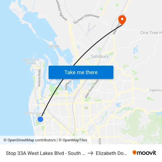 Stop 33A West Lakes Blvd - South side to Elizabeth Downs map