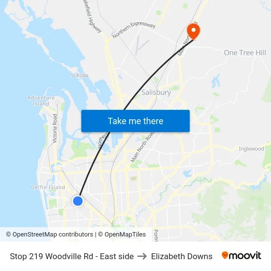 Stop 219 Woodville Rd - East side to Elizabeth Downs map
