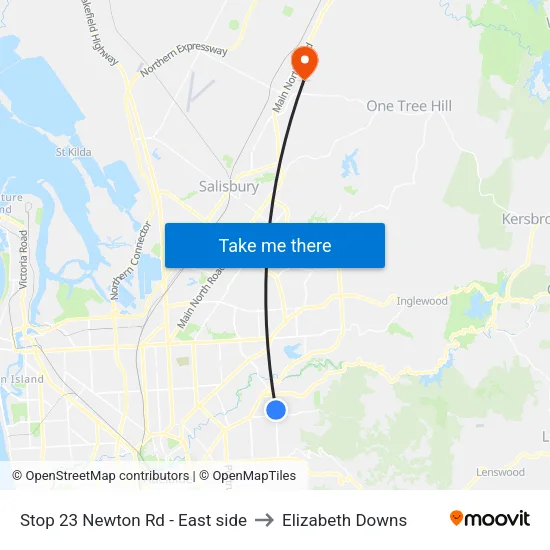 Stop 23 Newton Rd - East side to Elizabeth Downs map