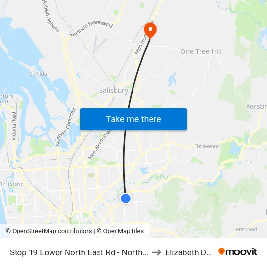 Stop 19 Lower North East Rd - North West side to Elizabeth Downs map