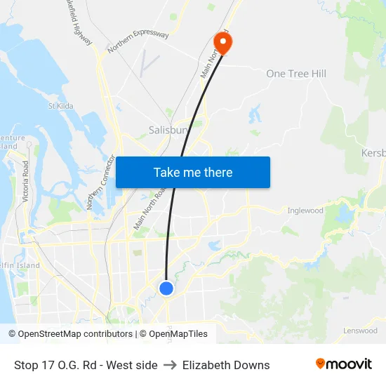 Stop 17 O.G. Rd - West side to Elizabeth Downs map