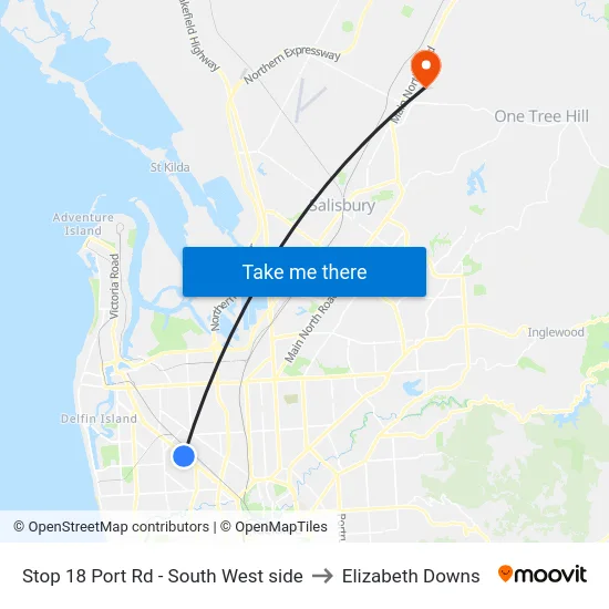 Stop 18 Port Rd - South West side to Elizabeth Downs map
