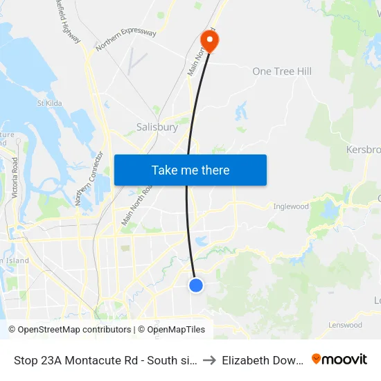 Stop 23A Montacute Rd - South side to Elizabeth Downs map