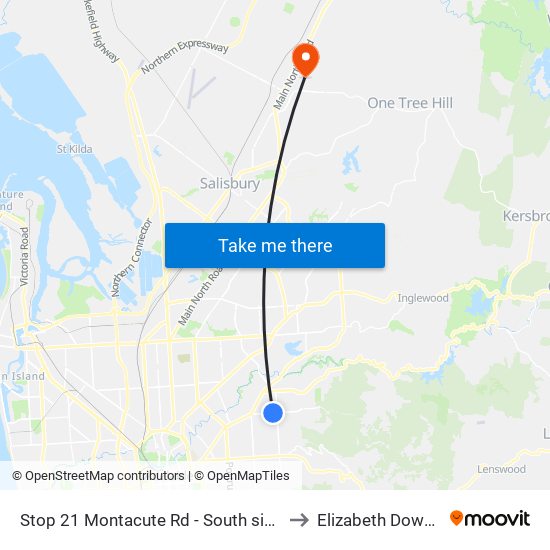 Stop 21 Montacute Rd - South side to Elizabeth Downs map