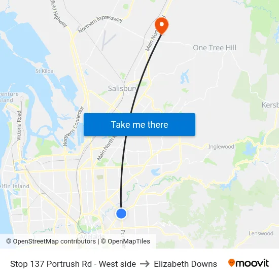 Stop 137 Portrush Rd - West side to Elizabeth Downs map