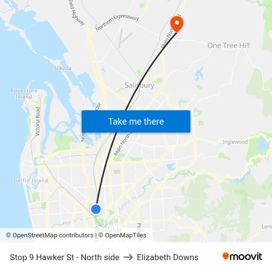 Stop 9 Hawker St - North side to Elizabeth Downs map