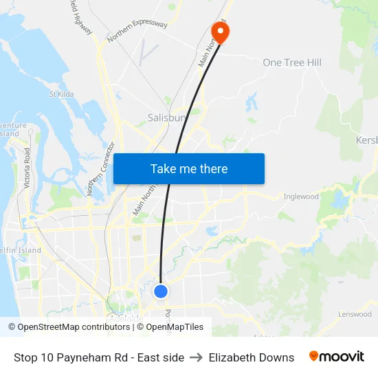 Stop 10 Payneham Rd - East side to Elizabeth Downs map